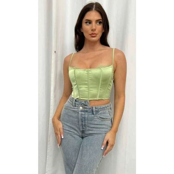 Salty Honey&Stardust Collection Grn Satin Corset S M Mermaid, Ballet, Coquette - Picture 1 of 15